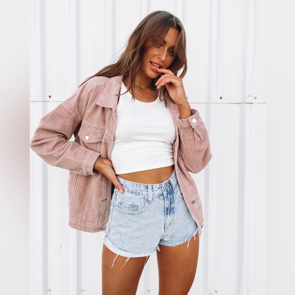 Beginning Boutique Jordi Corduroy Jacket in Dusty Rose